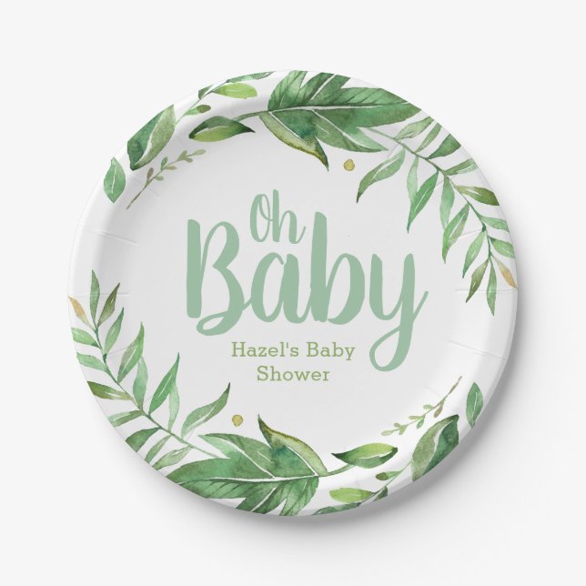 Plato De Papel Boho deja Baby Shower personalizado (Anverso)