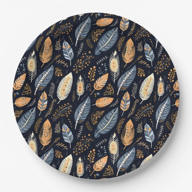 Plato De Papel Boho deja el gris beige (Anverso)