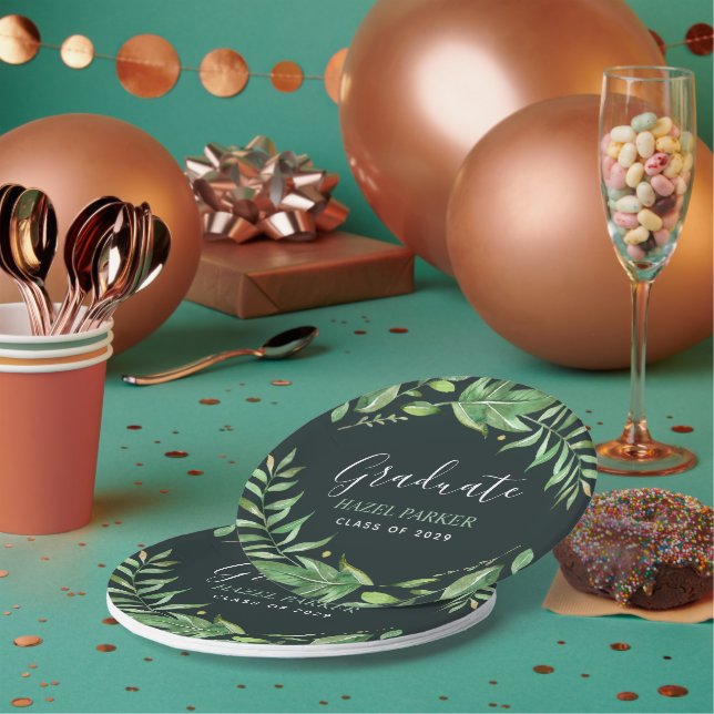 Plato De Papel Boho deja la graduación personalizada (Multi)