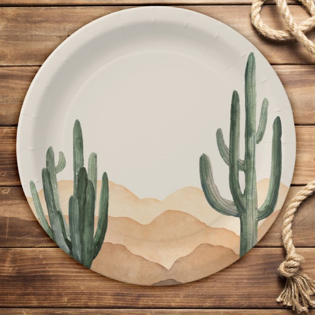 Plato De Papel Boho Desert Cactus Western Ranch Cowboy o Cowgirl (Subido por el creador)