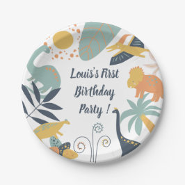 Plato De Papel Boho Dinosaur Baby Birday Party