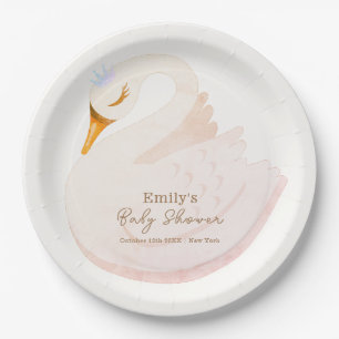 Plato De Papel Boho Elegant Princess Swan Chica Baby Shower