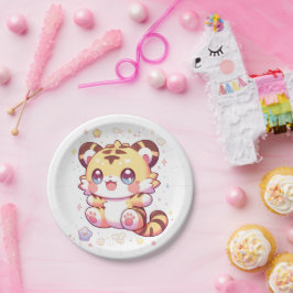 Plato De Papel Boho Elegant Tiger Baby Shower