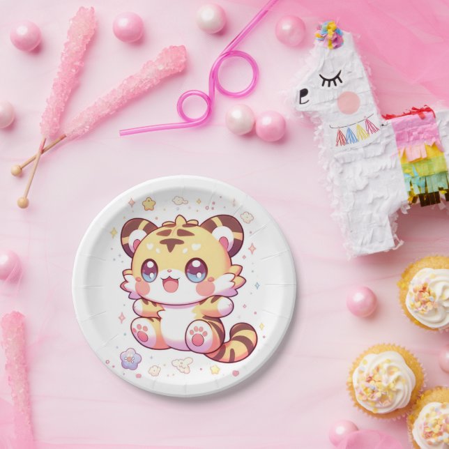 Plato De Papel Boho Elegant Tiger Baby Shower (Fiesta)