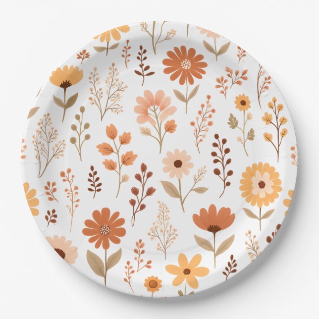 Plato De Papel Boho Fall Floral (Anverso)