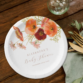 Plato De Papel Boho Fall Wildflower Floral Personalizado de Baby
