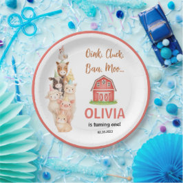 Plato De Papel Boho Farm Animal 1st Birthday |Cute Rustic Barnyad