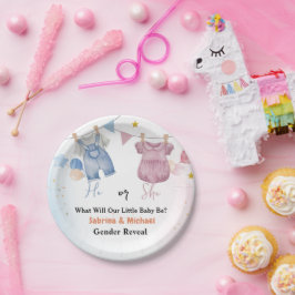 Plato De Papel Boho Fiesta de Revelación de Nacimiento Vintage