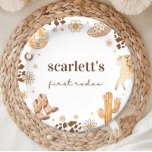 Plato De Papel Boho First Rodeo Cowgirl Birthday Paper Placas<br><div class="desc">Ensillar y servir con estilo con nuestras primeras planchas de papel rodeo! Diseñados con una estética de boho, estos platos son perfectos para la celebración del primer cumpleaños de tu pequeña vaquera. Con una paleta de colores neutros y una tipografía clásica de personalizable, desprenden un encanto rústico. Adorables elementos de...</div>