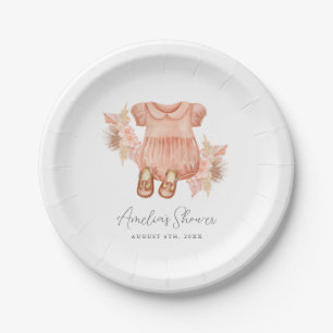 Plato De Papel Boho Flor Baby Girl Shower