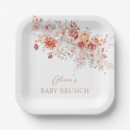 Plato De Papel Boho Floral Baby Brunch