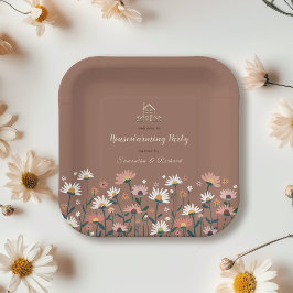 Plato De Papel Boho Floral Fall Autumn Fiesta de Calentamiento de