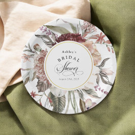 Plato De Papel Boho Floral Fantasía acuarela Ducha de novia