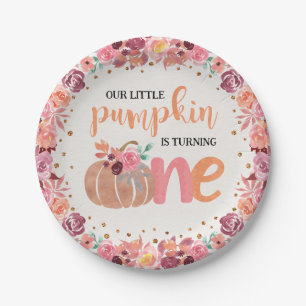 Plato de papel Boho Floral Little Pumpkin 1er Cump