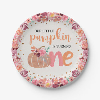 Plato de papel Boho Floral Little Pumpkin 1er Cump