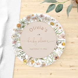 Plato De Papel Boho Floral Modern Baby Shower