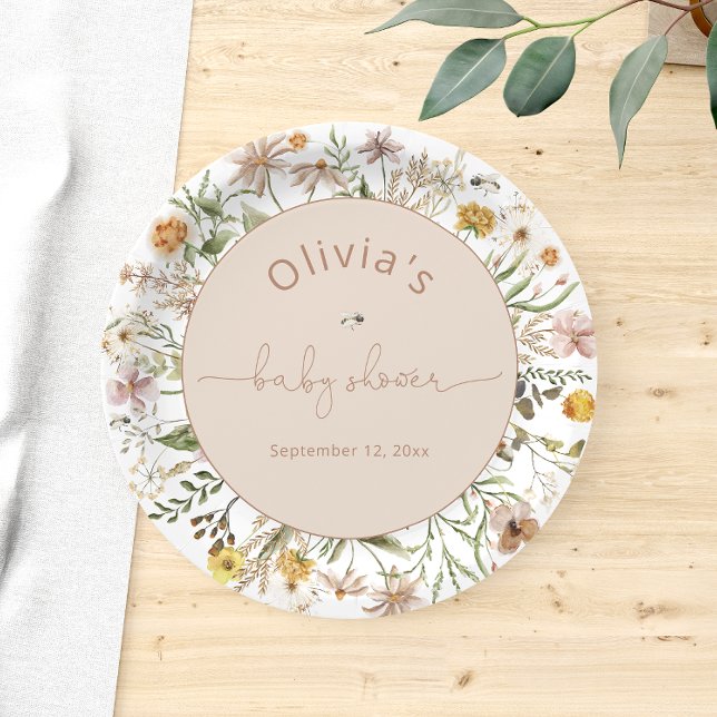 Plato De Papel Boho Floral Modern Baby Shower (Subido por el creador)