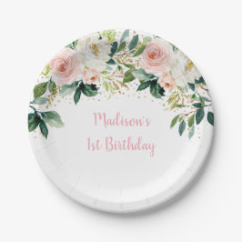 Plato De Papel Boho Floral Rubor Gold Birday