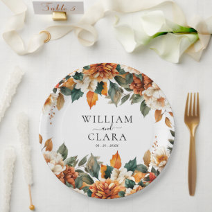 Plato De Papel Boho Floral Terracotta Watercolor Boda