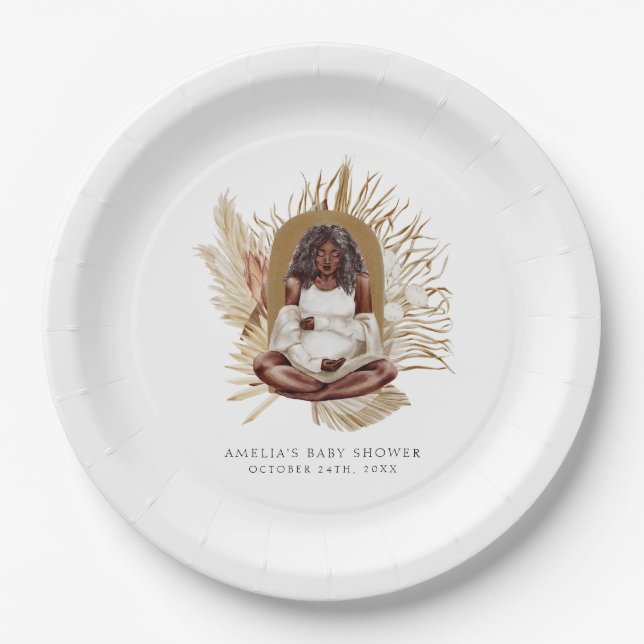 Plato De Papel Boho Florals Baby Shower (Anverso)