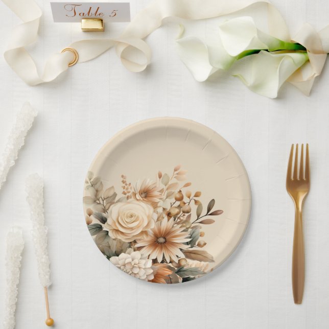 Plato De Papel Boho Flower (Boda)