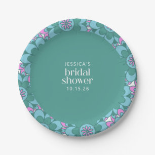 Plato De Papel Boho Flower Groovy Green Bridal Shower Personaliza