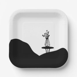 Plato De Papel Boho Flower pot on table