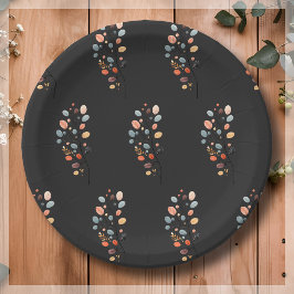 Plato De Papel Boho Folk Cae Acción de Gracias de La Hoja De Otoñ