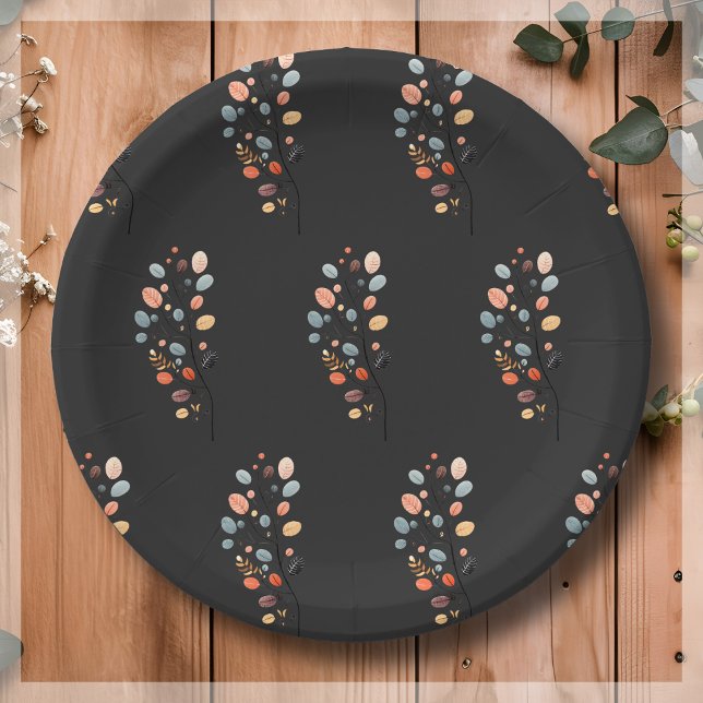 Plato De Papel Boho Folk Cae Acción de Gracias de La Hoja De Otoñ (Subido por el creador)