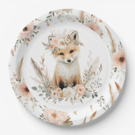 Plato De Papel Boho Fox Chica Woodland Fiesta