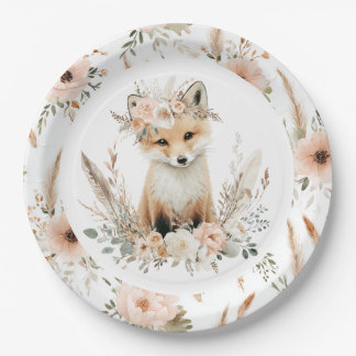 Plato De Papel Boho Fox Chica Woodland Fiesta