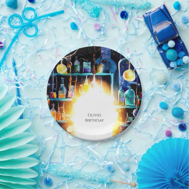 Plato De Papel Boho Fun Químico Científico Cumpleaños (Fiesta)