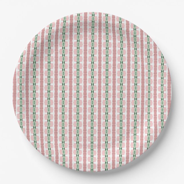 Plato De Papel Boho Funky Retro Ecléctico Pastel Navidades Stripe (Anverso)