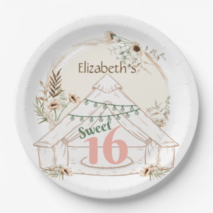 Plato De Papel Boho Glamping Sweet 16 Birthday Party Paper Plates