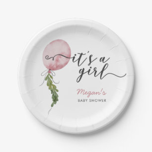 Plato De Papel Boho Globo Rosa Oh Boy Placa De Papel Baby Shower