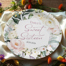 Plato De Papel Boho Greenery Marco Floral Dulce 16