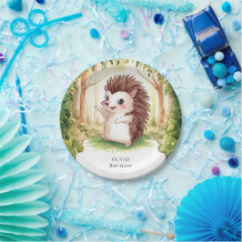Plato De Papel Boho Hedgehog Encantado Cumpleaños