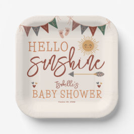 Plato De Papel Boho Hello Sunshine Baby Shower