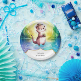 Plato De Papel Boho Kids Otter Cumpleaños
