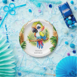 Plato De Papel Boho Kids Parrot Cumpleaños