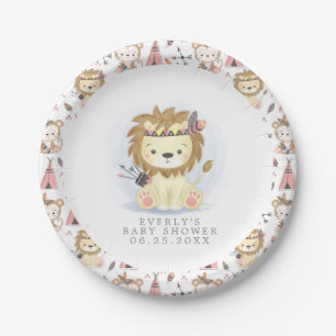 Plato De Papel Boho Lion Tribal Watercolor Bohemian Baby Shower