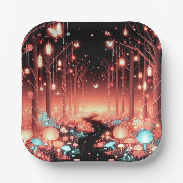 Plato De Papel Boho Little Enchant Forest Baby Shower (Anverso)