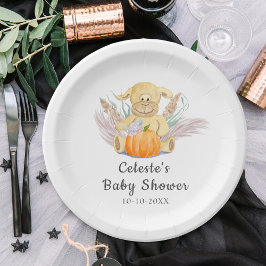 Plato De Papel Boho Little Lamper Pumpkin Watercolor Baby Shower