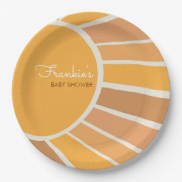 Plato De Papel Boho Little ray of Sunshine Baby Shower