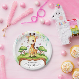 Plato De Papel Boho Magic Giraffe Baby Shower