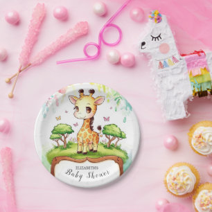 Plato De Papel Boho Magic Giraffe Baby Shower