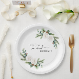 Plato De Papel Boho Minimalista Greenery Evergreen Boda