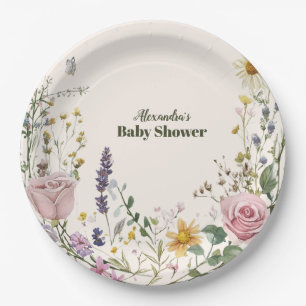 Plato De Papel Boho Moda Wildflower Baby Shower