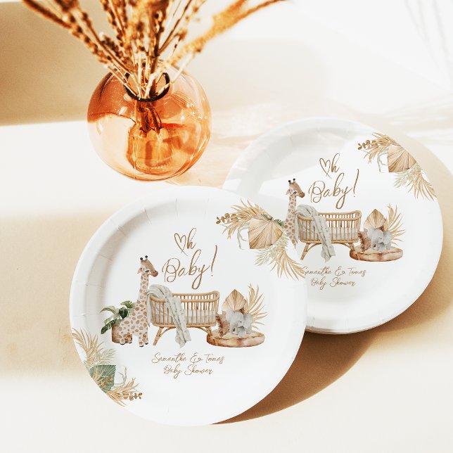 Plato De Papel Boho Modern Heart Gender Neutral Baby Shower (Subido por el creador)