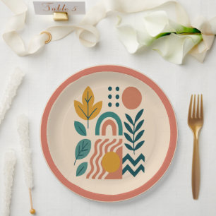 Plato De Papel Boho moderno Resumen arte en la pared de la natura